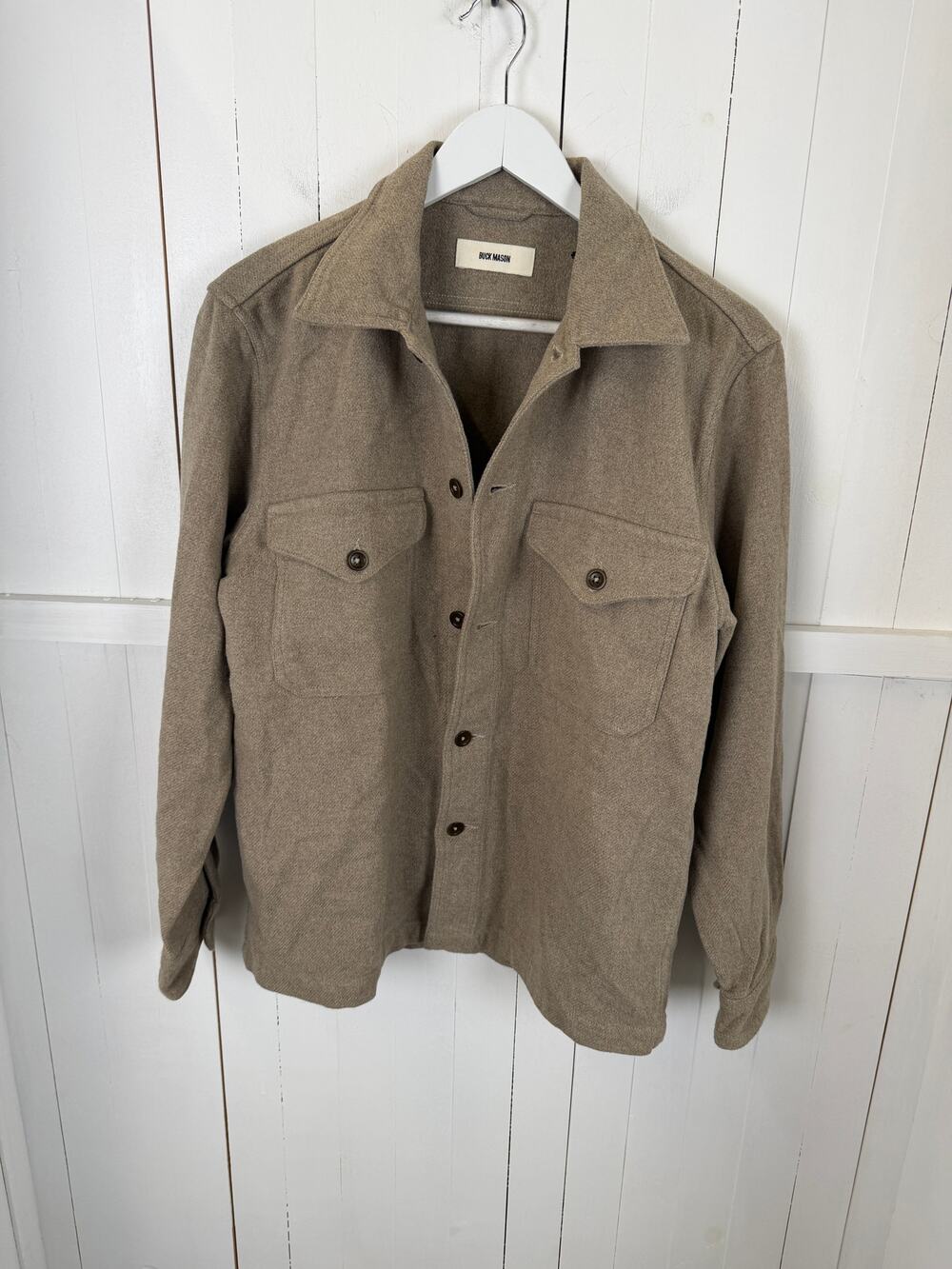 Buck Mason Wool Flannel Coat Brown Cream Women’s M